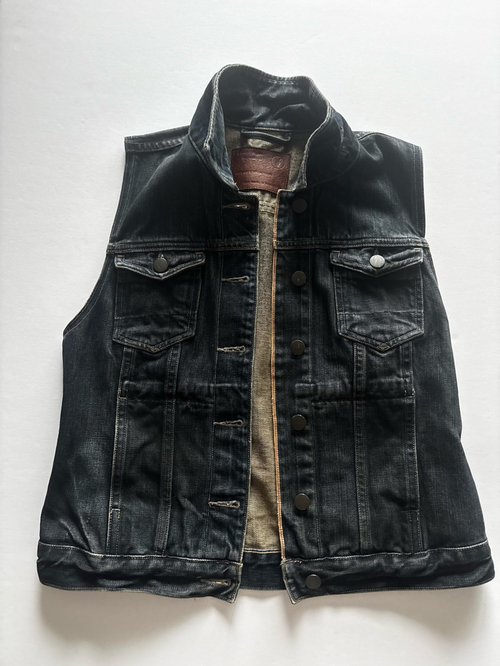 AllSaints Dark Wash Denim Vest
